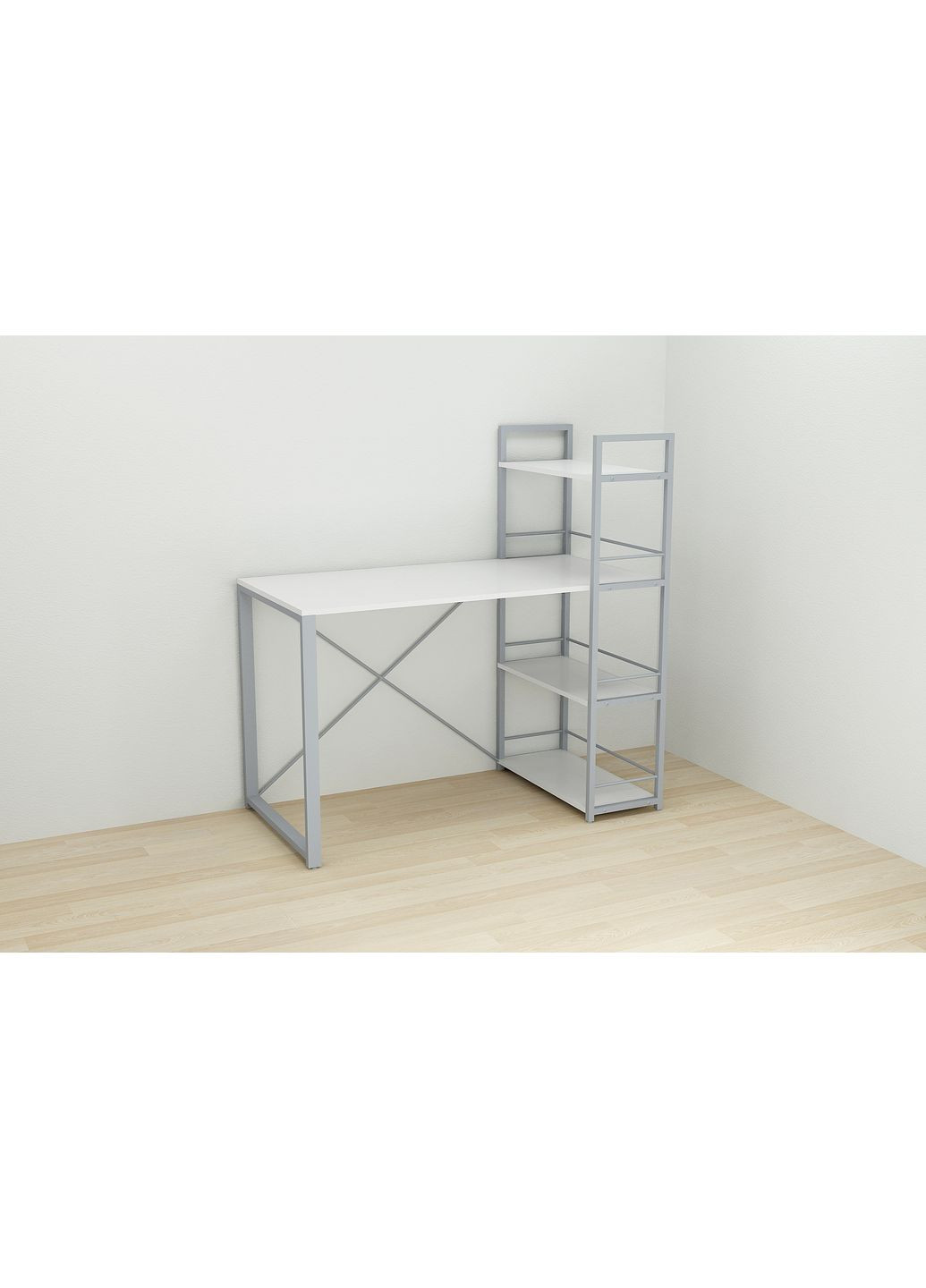 Письмовий стіл Серії Конект з етажеркою 75x120x600 сірий ДСП Біле 16мм (FRD-104230) Ferrum-decor (360644739)