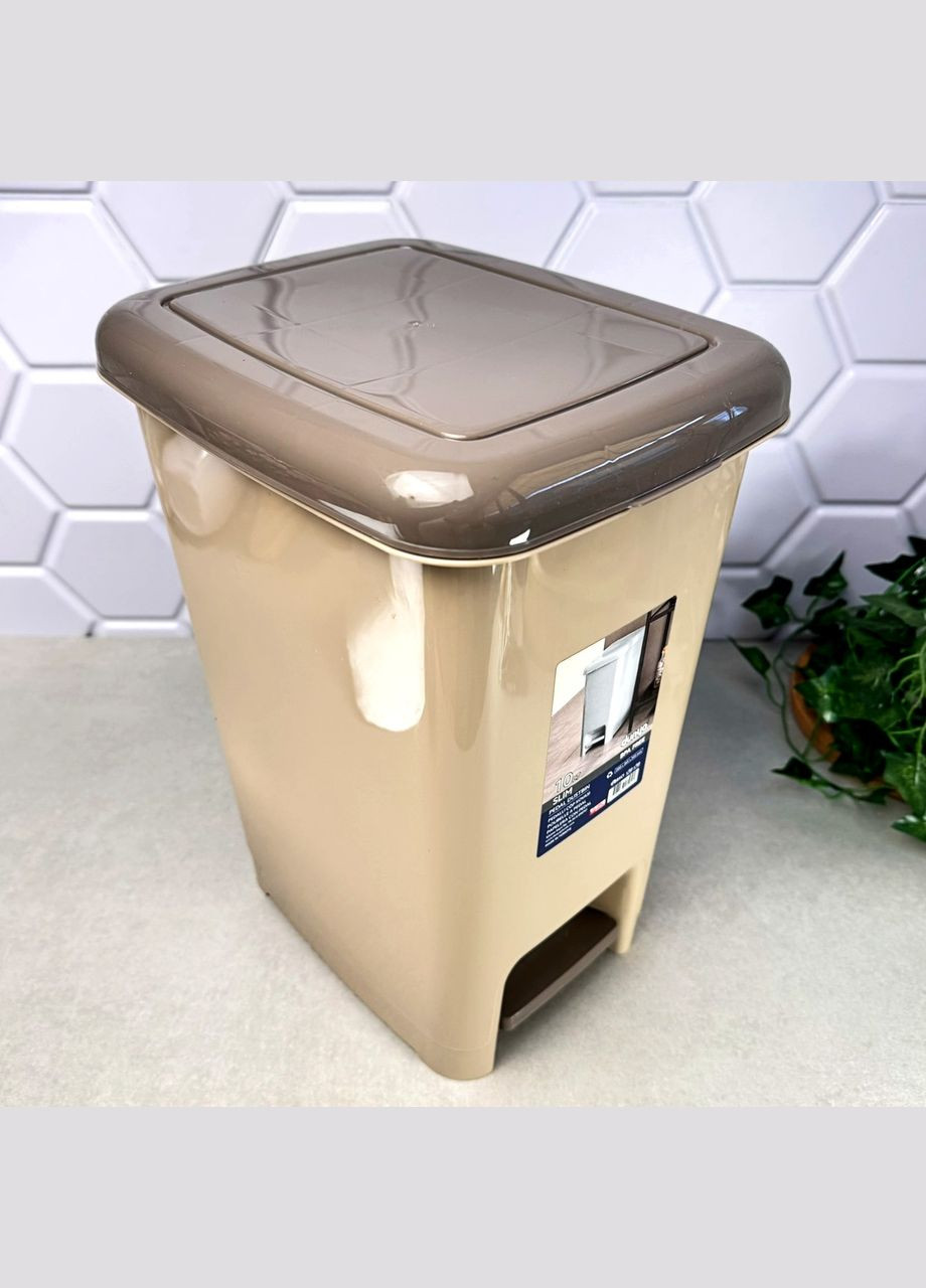 Відро для сміття з педаллю 10 л Капучино Слім 01041-20 Dunya (324445575)