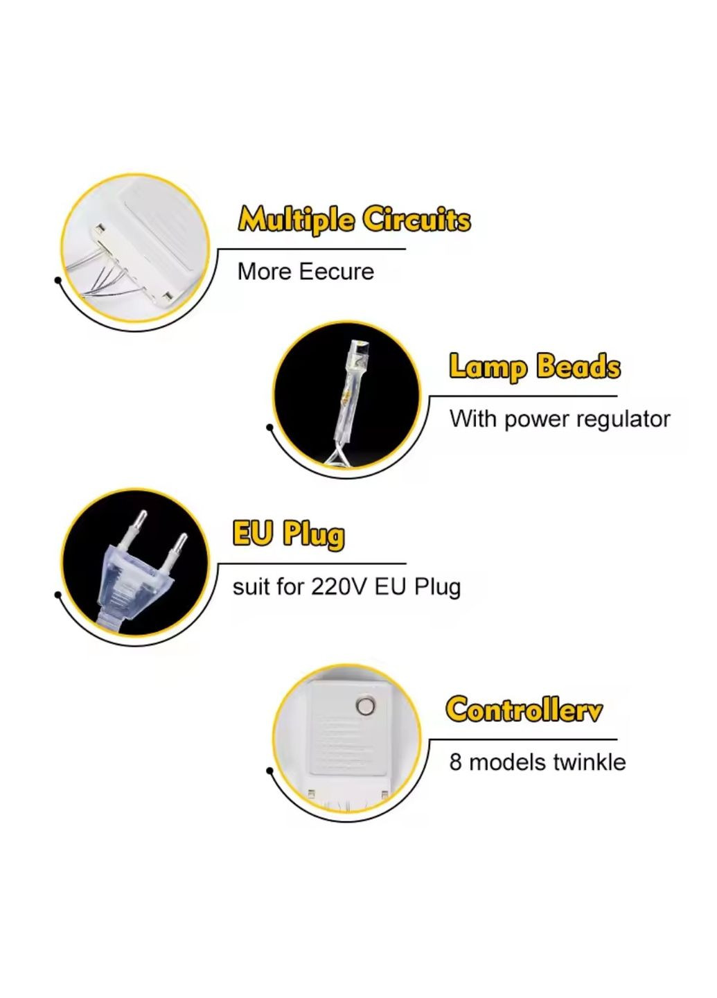 Зовнішня гірлянда 220 В В вогні Теплий білий 8 режимів 100 LED 10 м No Brand (312542388)