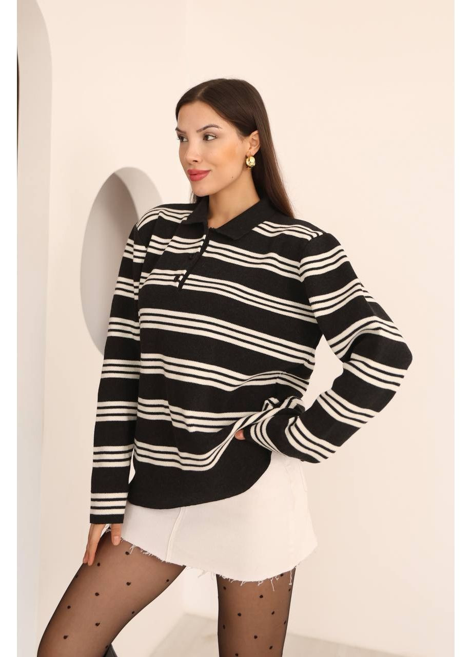 Чорно-білий демісезонний жіночий светр джемпер No Brand