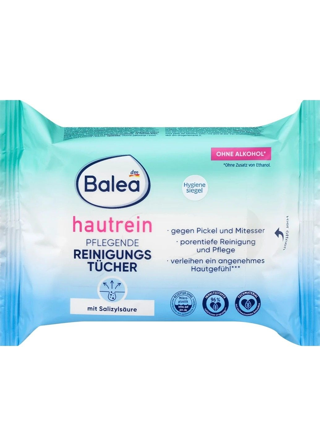 Hautrein Очищувальні серветки проти прищів та чорних точок з саліциловою кислотою (25 шт., Німеччина) Balea (338254590)