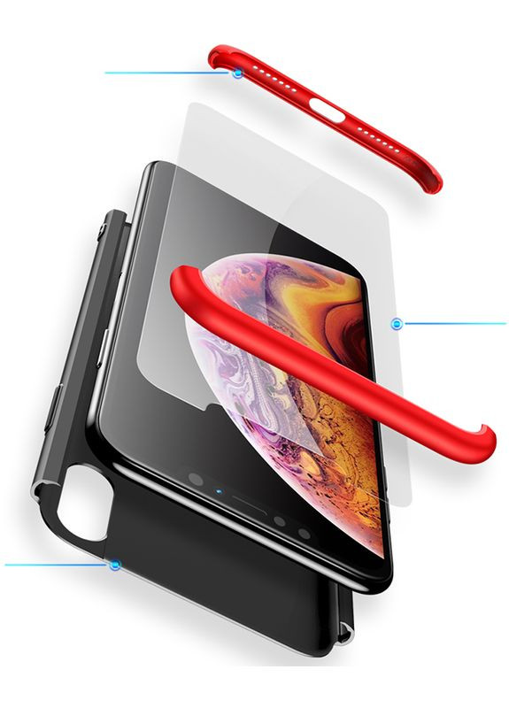 Чехолнакладка 3 in 1 Hard PC Case Apple iPhone XS Max Red/Black GKK (301469397)