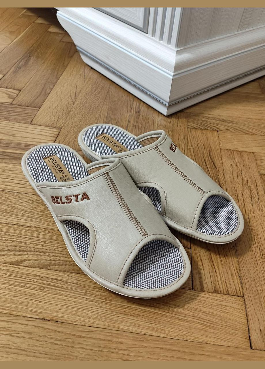 Бежевые женские домашние тапочки belsta с открытыми боками, бежевые Белста