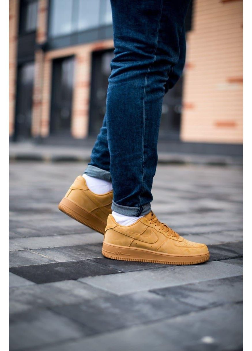 Коричневі Осінні кросівки чоловічі nike air force 1 low flex найк аір форс 1 преміум No Brand