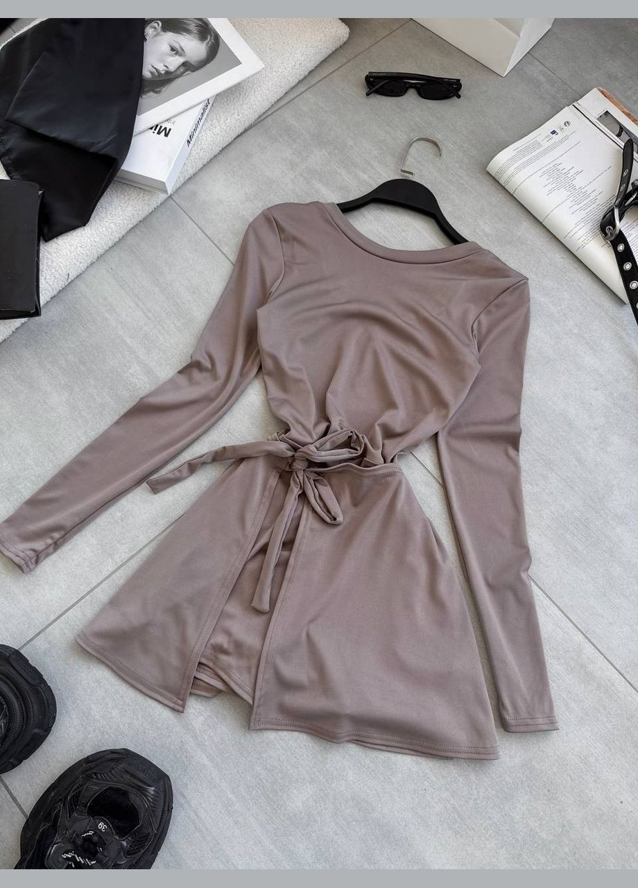 Сукня комбінезон No Brand комбінезон-шорти однотонний кавовий повсякденний, кежуал дайвінг