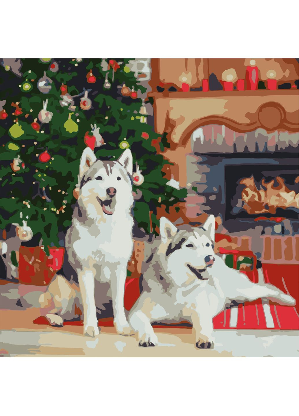 Картина за номерами Хаскі біля каміну см малювання для дорослих та дітей творчість Strateg (369760011)