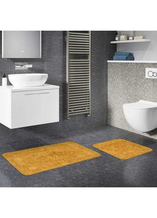 Набор ковриков для ванной Damaks AR-A107216-Mustard 2 предмета горчичных Arya (361024027)