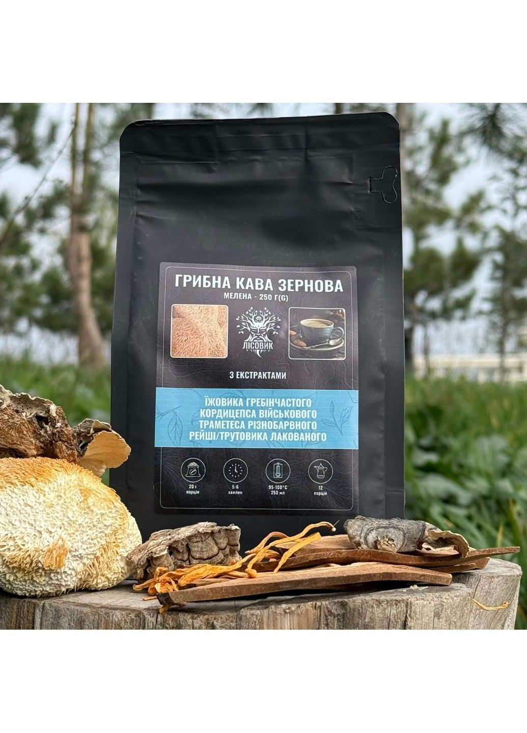 Грибна кава (зернова мелена) 250 г Лісовик (364210534)