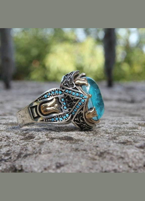 Вінтажний чоловічий овальний перстень, інкрустований темносинім цирконієм, розмір 19 Fashion Jewelry (286762127)