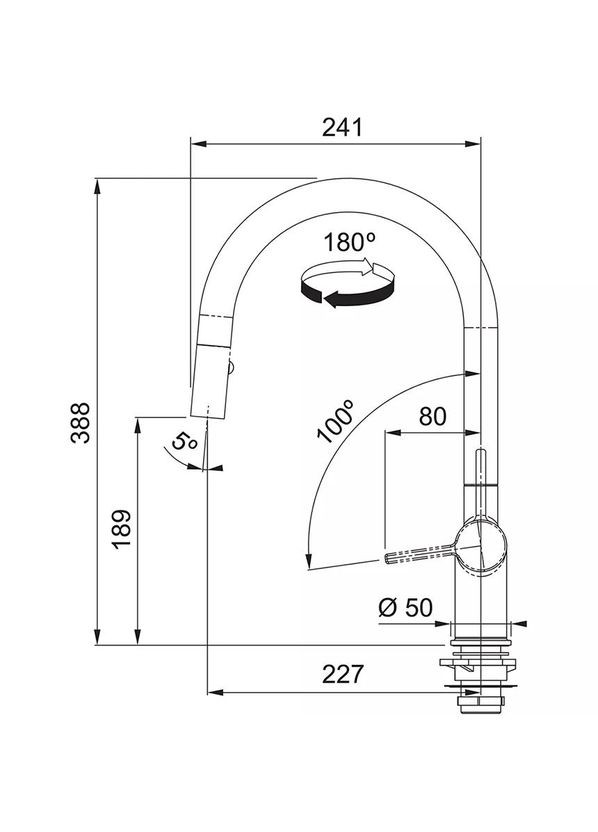 Смеситель для кухни Active J, дл.излива - 227мм, поворотный, 1+1фильтр+душ, черный матовый FRANKE (360403146)