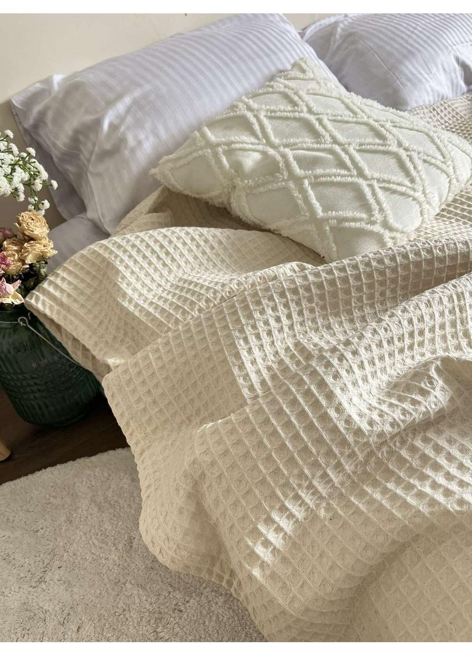 Покрывало Greece вафельное хлопковое светлый беж 180х220 см ZEINTEX (315346955)