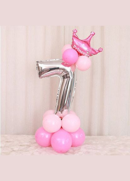 Композиция фольгированная цифра "7" серебро с короной "Сделай сам" для девочки No Brand (302312956)