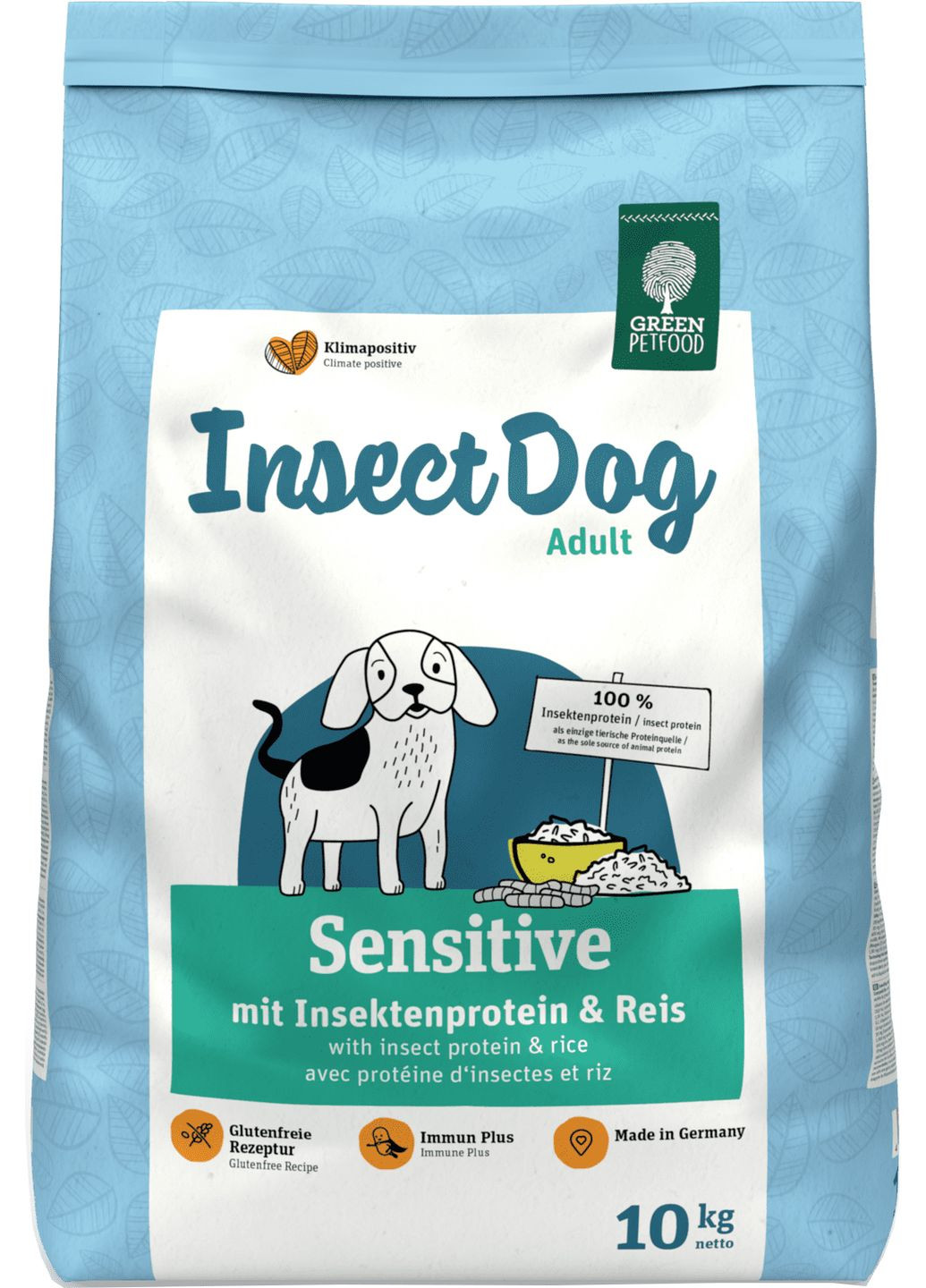 Сухий корм гіпоалергенний для дорослих собак InsectDog Sensitive 10 кг (4032254748083) Green Petfood (279562833)