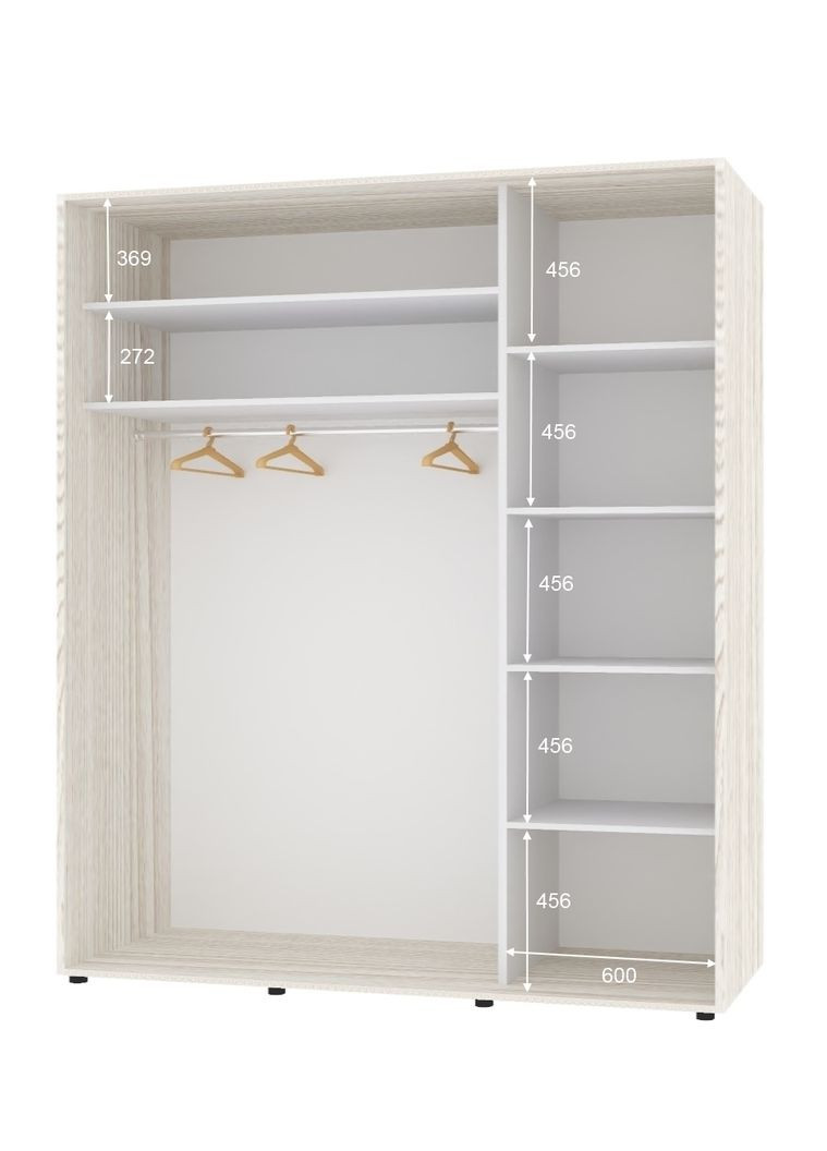 Шкаф-купе двухдверный Комфорт Мебель 190*60*240 см Дуб Беленый 2 двери Зеркало Стандарт Комфорт Меблі (360478562)