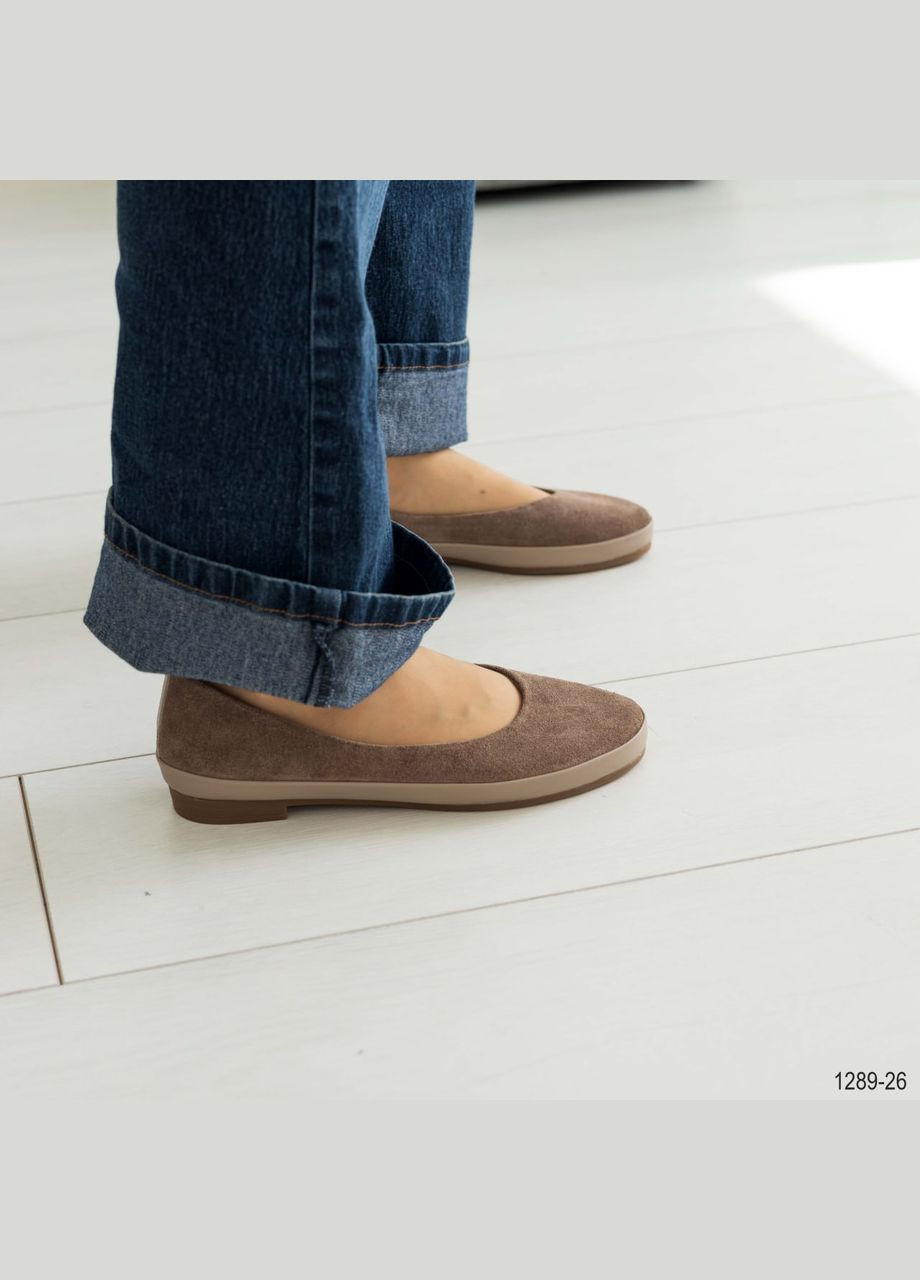 Женские балетки Vakko | коричневые натуральная замша, натуральная кожа (338371001)