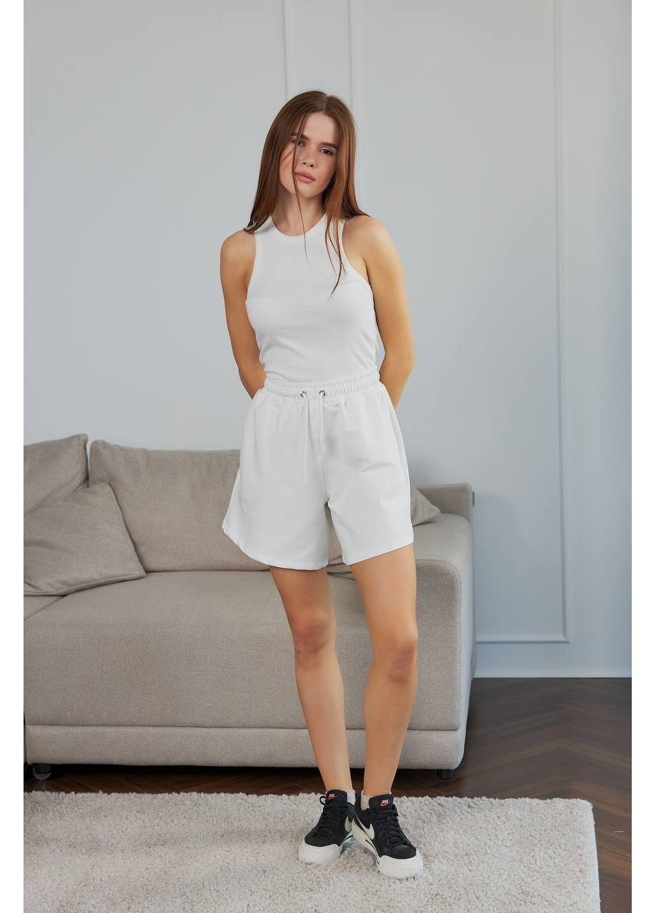 Женские трикотажные шорты клеш белые на резинке XL Dias (350349634)