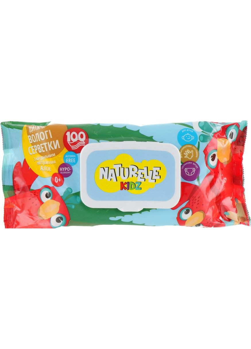 Дитячі вологі серветки "Алоє вера" Kidz 100шт (543225-24175) NATURELLE (365799945)