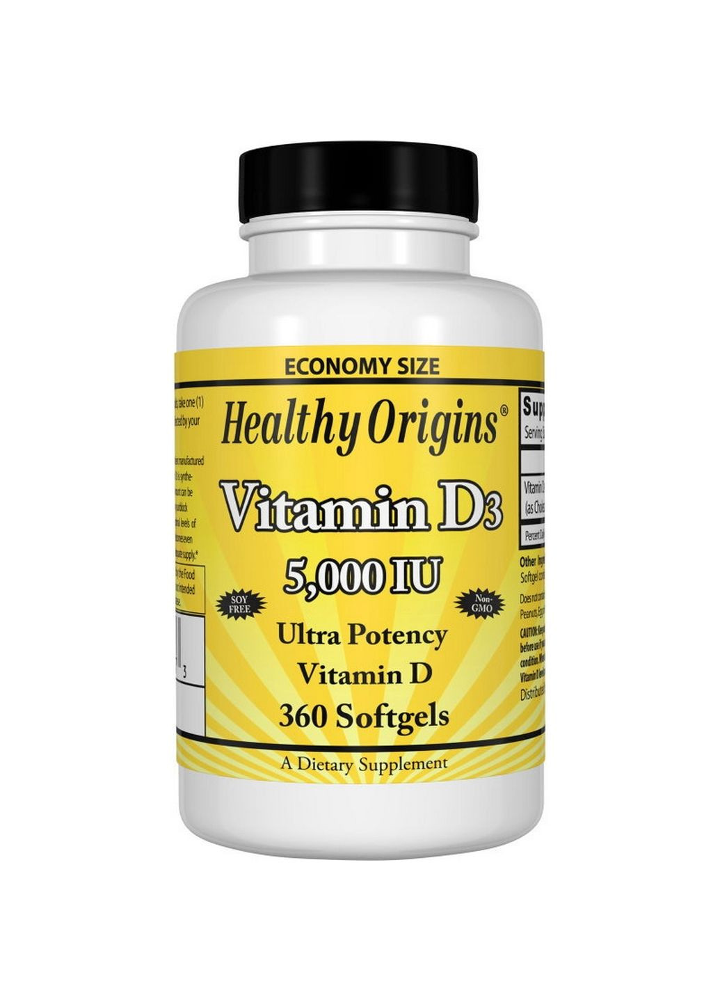 Вітаміни та мінерали Vitamin D3 5000 IU, 360 капсул Healthy Origins (315874905)