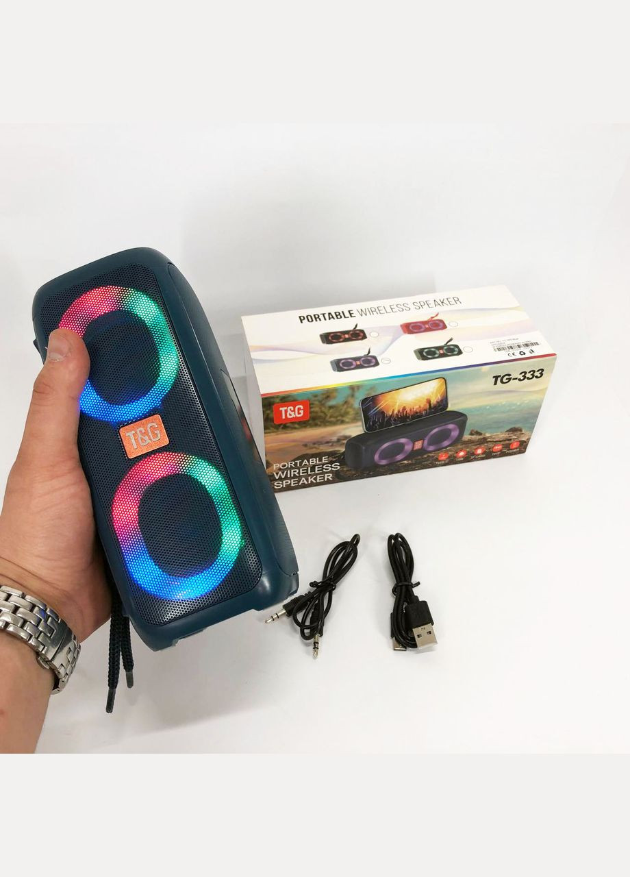 Портативна колонка TG333 2x5W з RGB підсвічуванням, гучна блютуз колонка. Колір: синій No Brand (359474701)