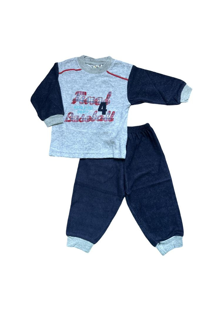 Серо-синяя всесезон пижама детская (футболка+штаны) (турция) 2-3 года 98 см сине-серый (0492) Oztas
