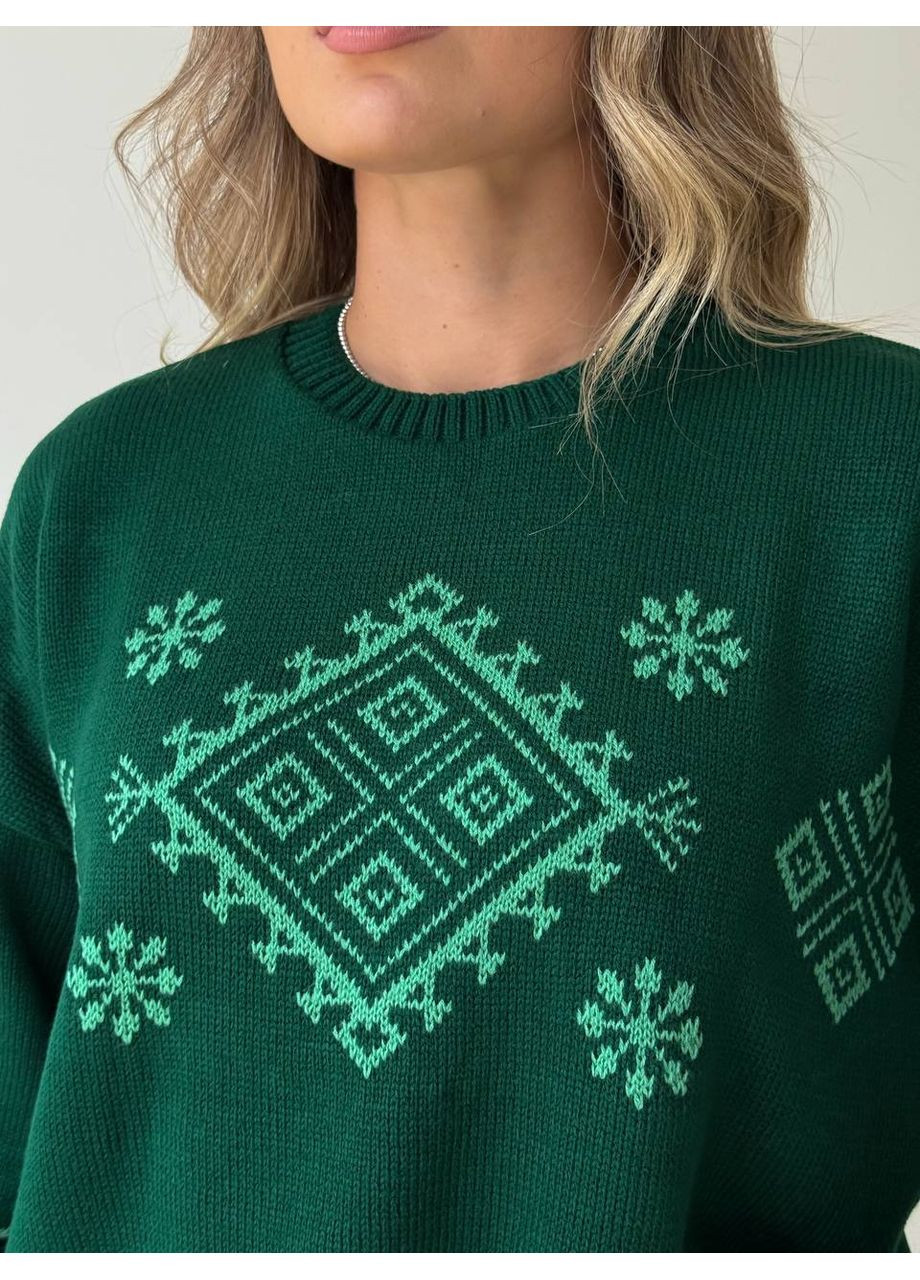 Смарагдовий демісезонний вʼязаний светр вишиванка колір темна пудра джемпер BANG__BOOOM
