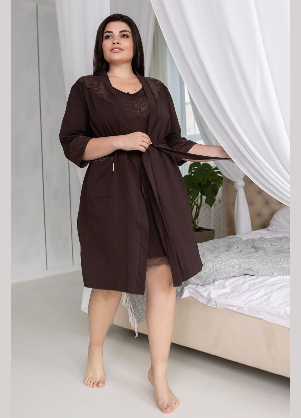 Женский хлопковый халат Хш1002 Шоколад MiaNaGreen (293942440)