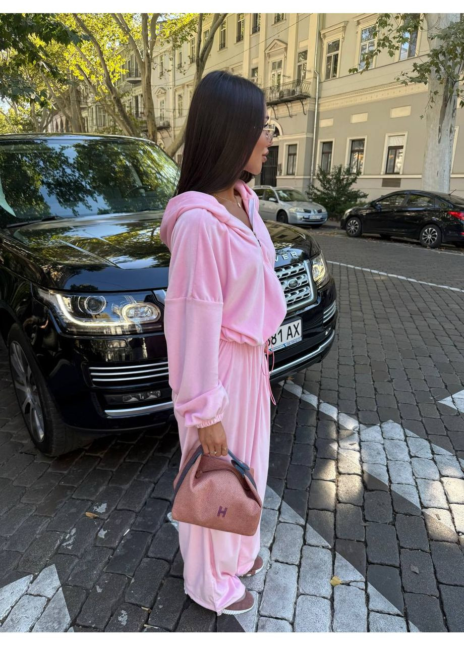 Женский спортивный костюм из плюшевого велюра: кофта свободного кроя и брюки палаццо MonCher (359380632)