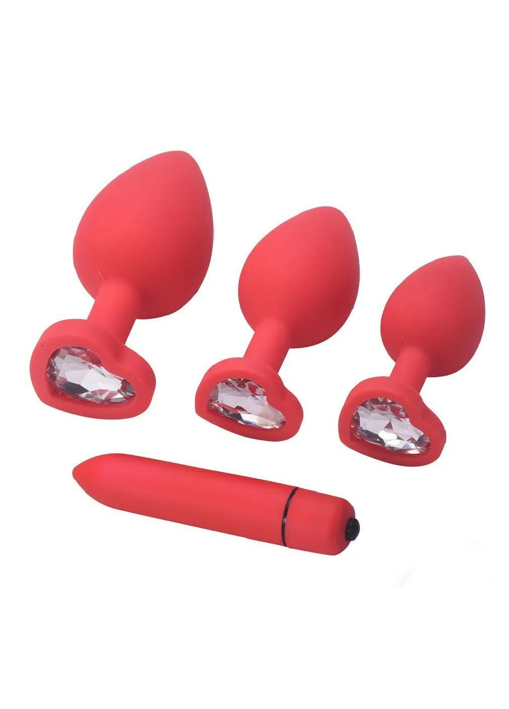 Набор игрушек для анального секса с кристаллом в форме сердца вибратором три размера пробок S M L (481818-Prob) Красный Unbranded (366685984)