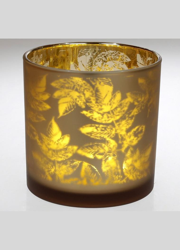 Подсвечник стеклянный "Листья" 15х15см, коричневый Bona (332669222)