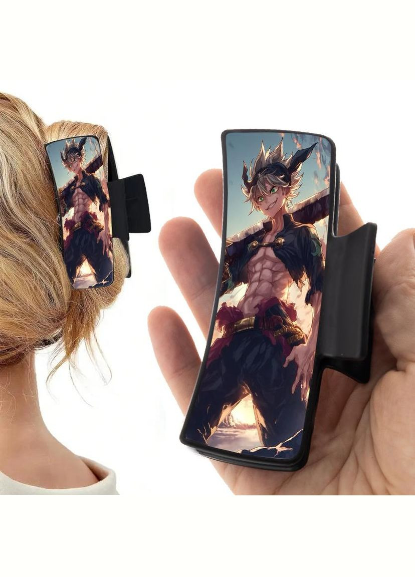 Заколка крабик для волос Аниме Черный конюшина #0001 черный No Brand (315631352)