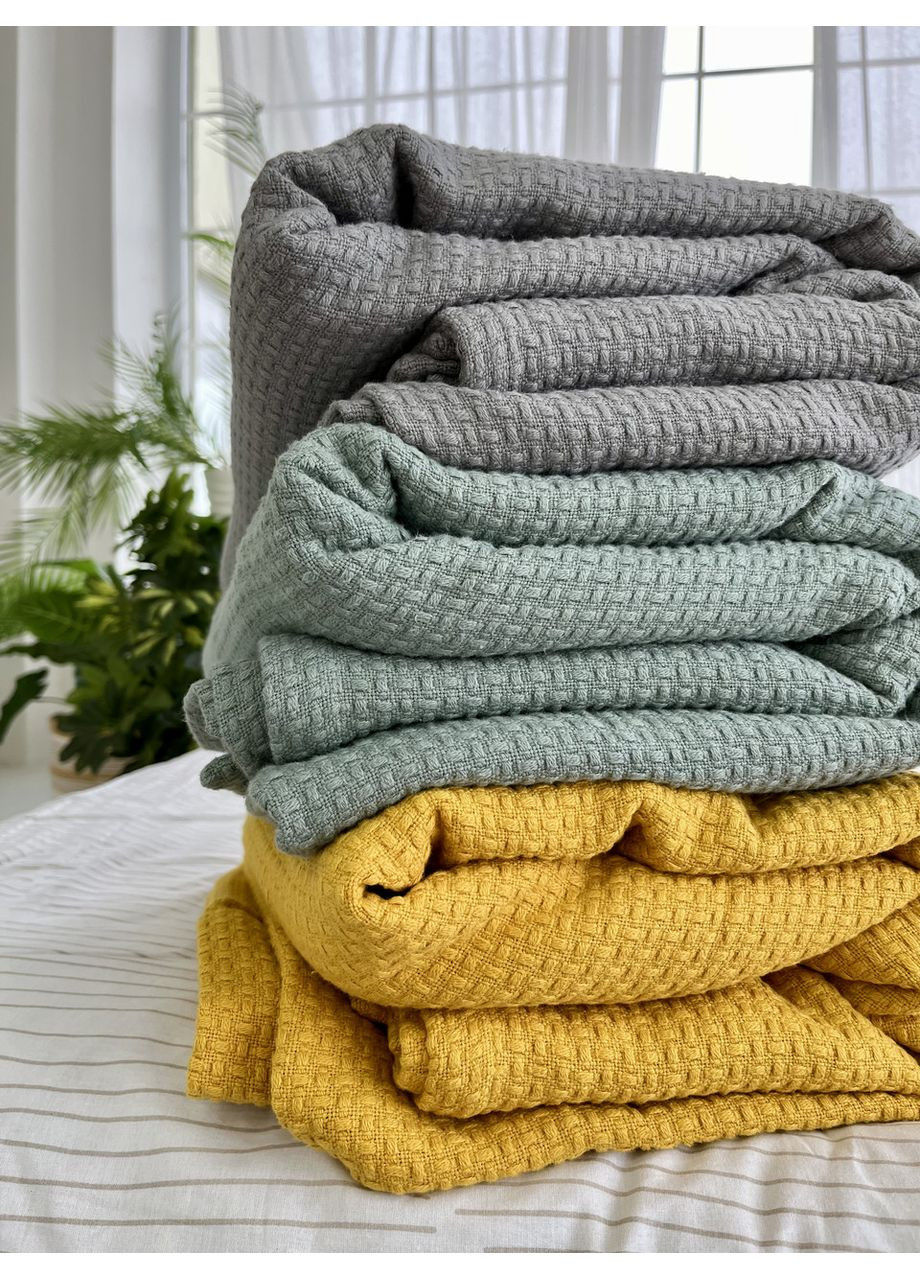 Покрывало Wheat хлопковое темносерого цвета 120х200 см ZEINTEX (315347195)