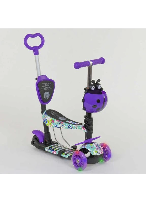 Самокат Абстракция 5в1 сидение, ручка, свет 68995 Best Scooter (362695628)