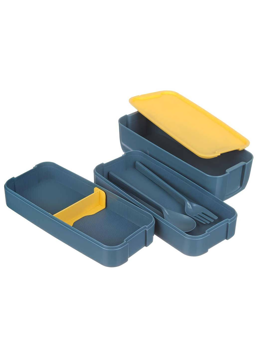 Ланч бокс с тремя уровнями и приборами, 900 мл, синий Jooki (358706346)