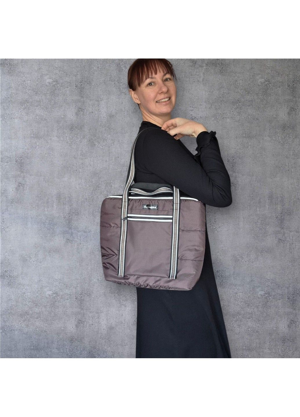 Сумка-шопер Svitashka Оксфорд светоотражающие ручки Коричневая No Brand (322210752)