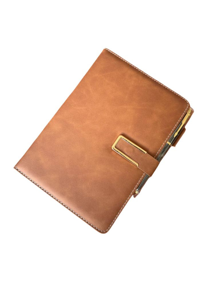 Щоденник, планер блокнот з ручкою, 100 аркушів, формат А5, записник, планер в м'якій обкладинці, коричневий No Brand (369802881)