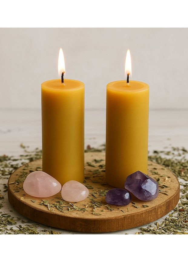 Желтая восковая свеча - цилиндр 3,5х10 см 5Candles (322347596)