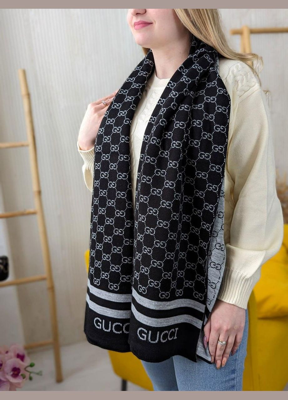 ПАЛАНТИН ШАРФ, ХУСТКА ЖЕНСКИЙ ШАРФ черно-светло серый No Brand (322464706)