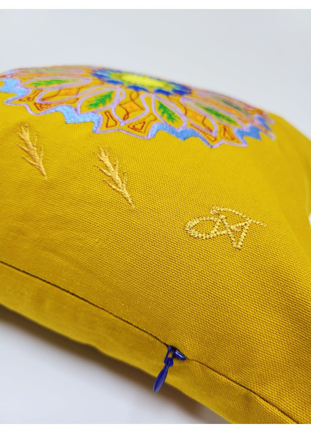 Подушка оберег Мандала Цветное Дыхание горчичный котон (NF0580) Tiferet-NF (371772221)