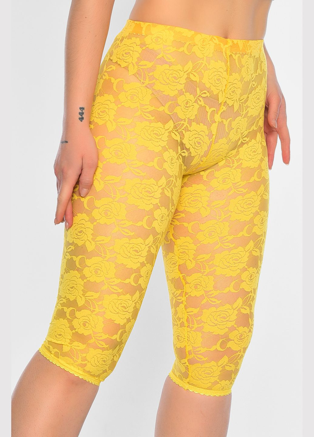 Бриджі жіночі гіпюрові жовтого кольору розмір 44 Let's Shop (315809909)