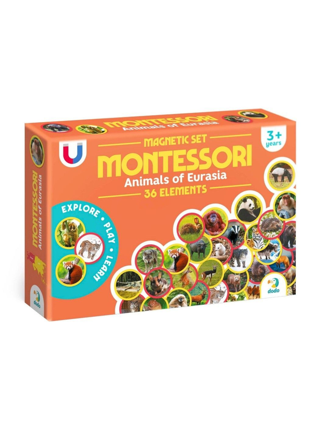 Детский магнитный набор Монтессори "Животные на континентах: Евразия" 200285, 36 элементов DoDo Toys (368834640)