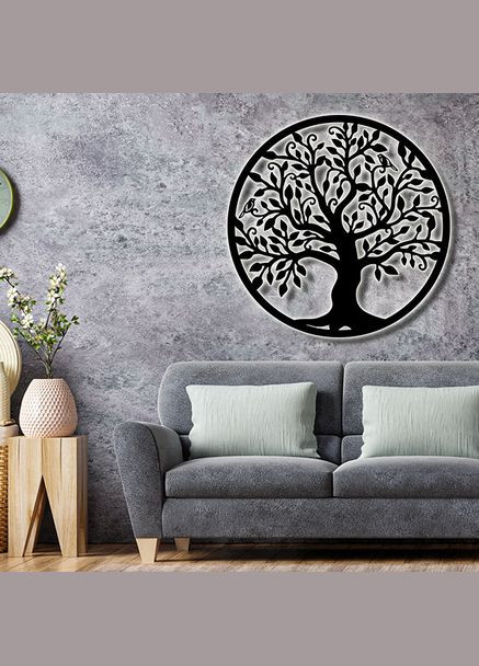 Панно 3D декоративне з об'ємом 15 мм для стін, Дерево з пташками 50 х 50 см біле Декоинт (276708754)