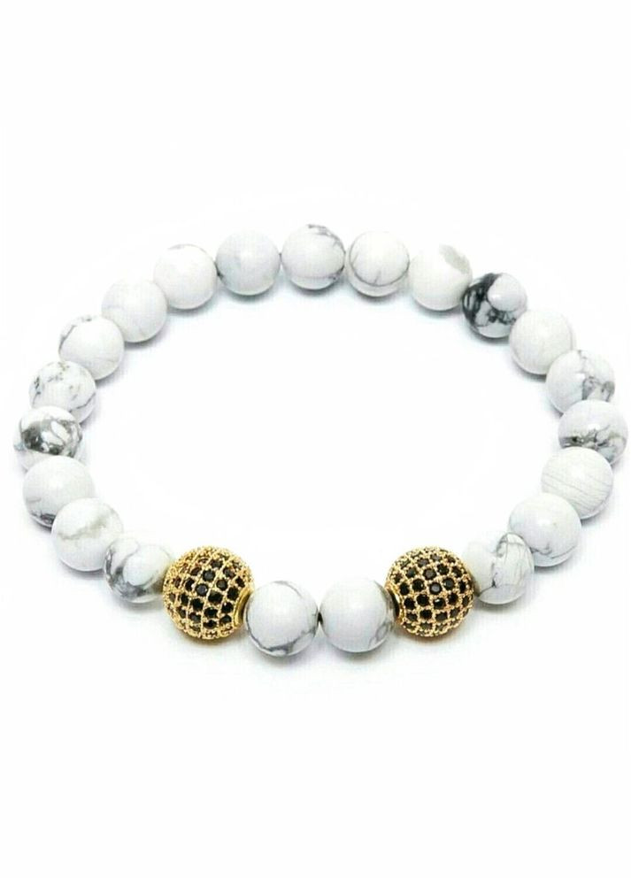 Браслет из кахолонга с двумя шарами золотого цвета (90031) Hemst (301071294)