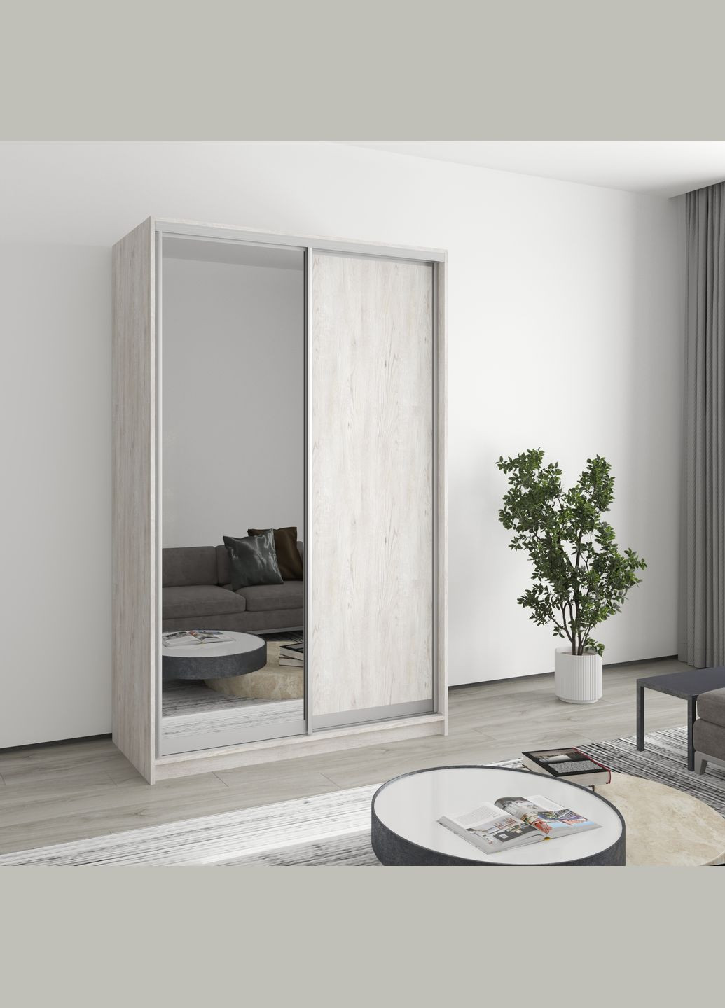 Шкаф-купе двухдверный Стандарт AL ДСП/Зеркало 130x45x210 см (MBS-2399) MebelStar (346288846)