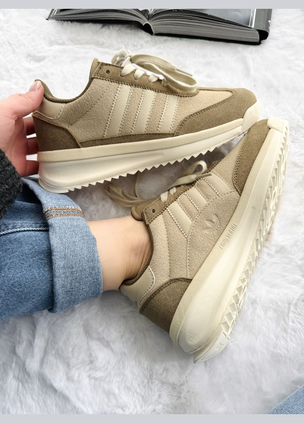 Кроссовки женские Adidas SL 72 RTN Beige Brown | Адидас СЛ 72 бежевые No Brand бежевые демисезоны (341485833)