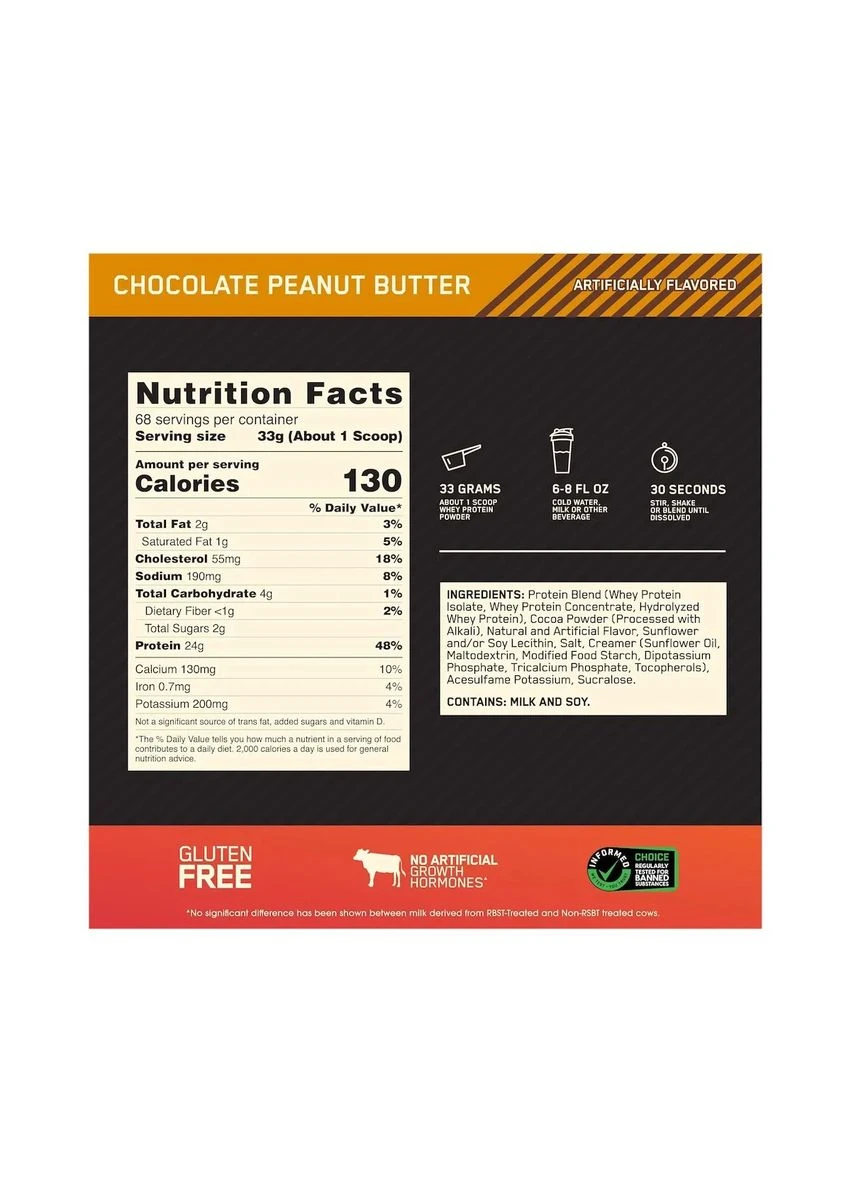 Сироватковий протеїн Gold Standard 100% Whey Шоколад та арахісова паста 2270 г Optimum Nutrition (361117060)
