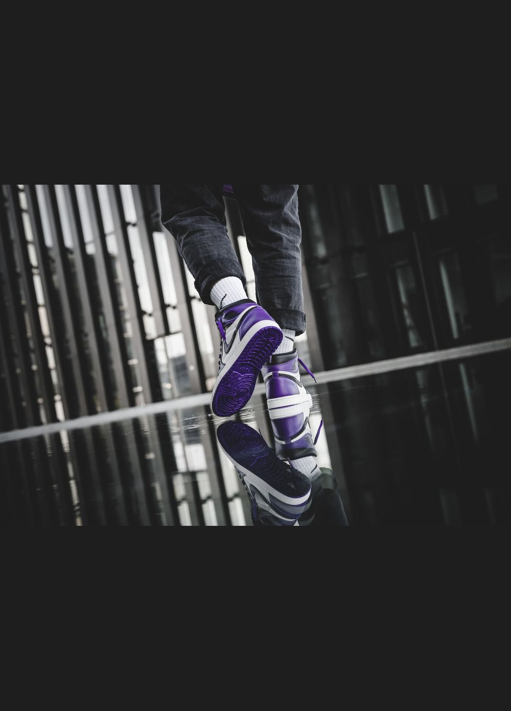 Черные всесезонные кроссовки air jordan 1 retro high court purple - 555088-501 Nike