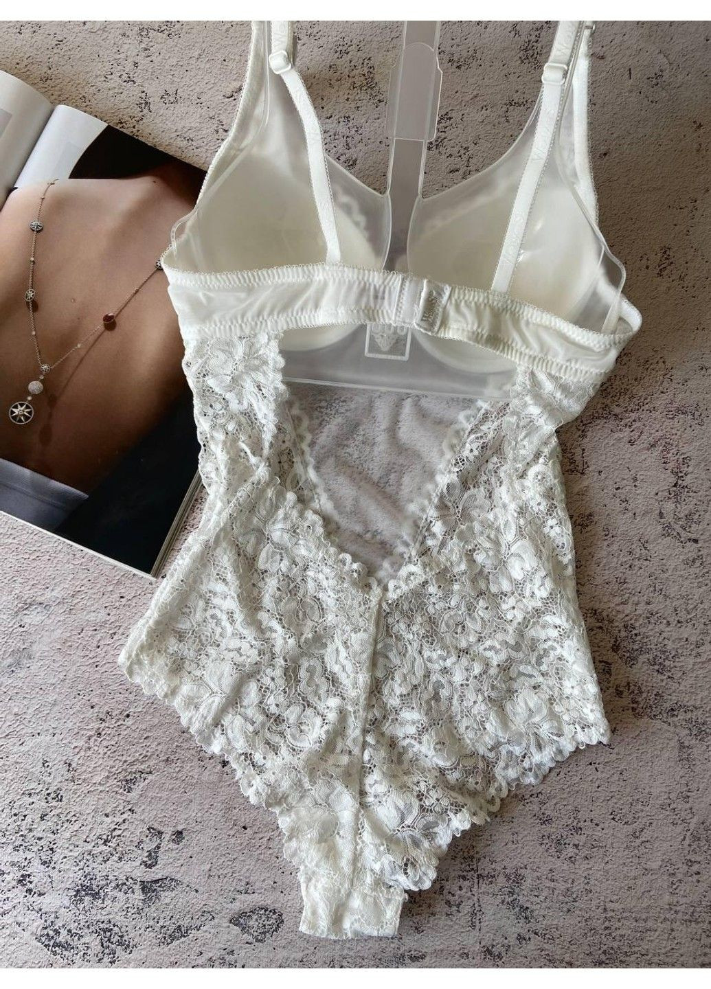 Белое кружевное боди женское нижнее белье Porlloma (304999953)