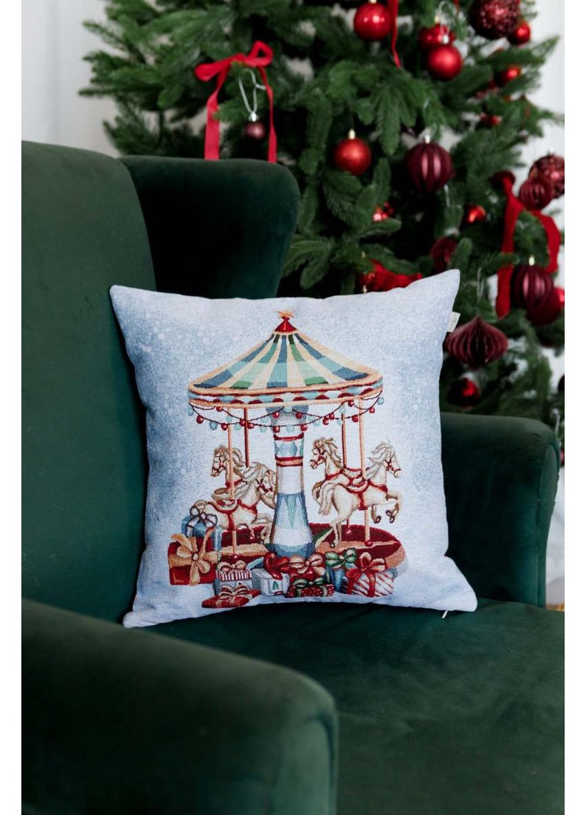 Новорічна декоративна подушка Carousel стильний подарунок для інтер'єру святковий декор ProDobro (369365380)