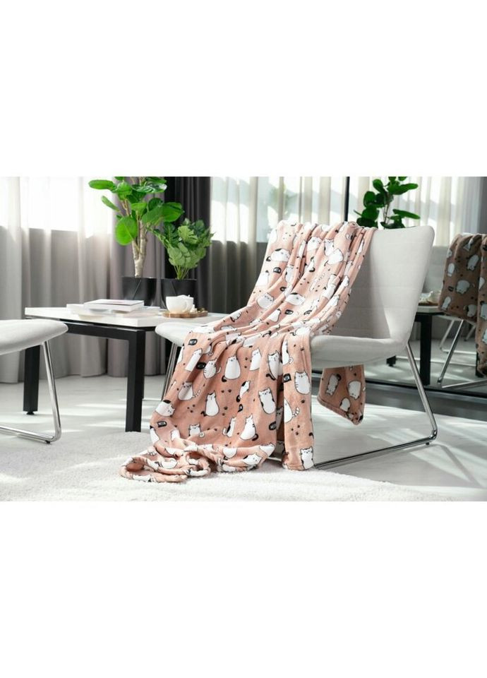 Плед Flannel Кошки ART-0108-PB 160х200 см коричневый Ardesto (317733336)