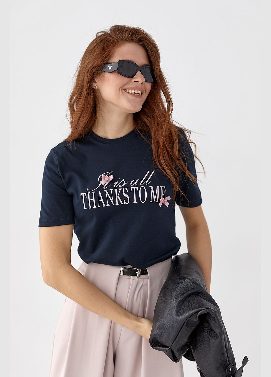 Футболка з написом та бантами Lurex - (333339878)